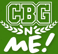 Green logo with white text reading "CBG 'N' ME!" in capital letters.