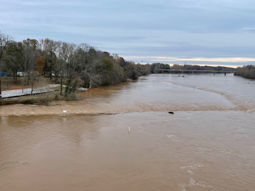 flooded, muddy congaree river