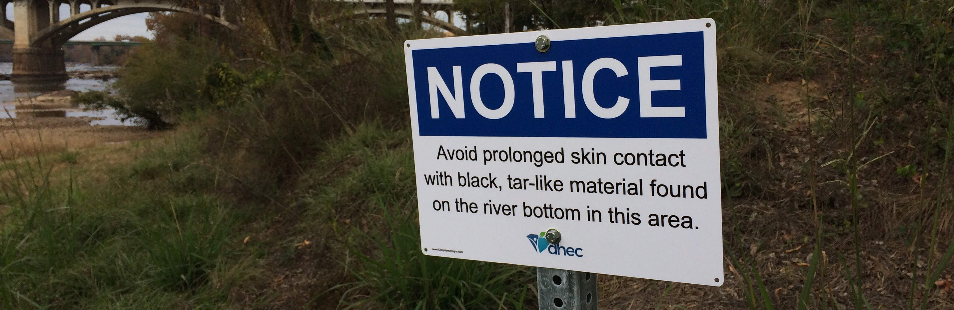 Notice sign on banks of the Congaree