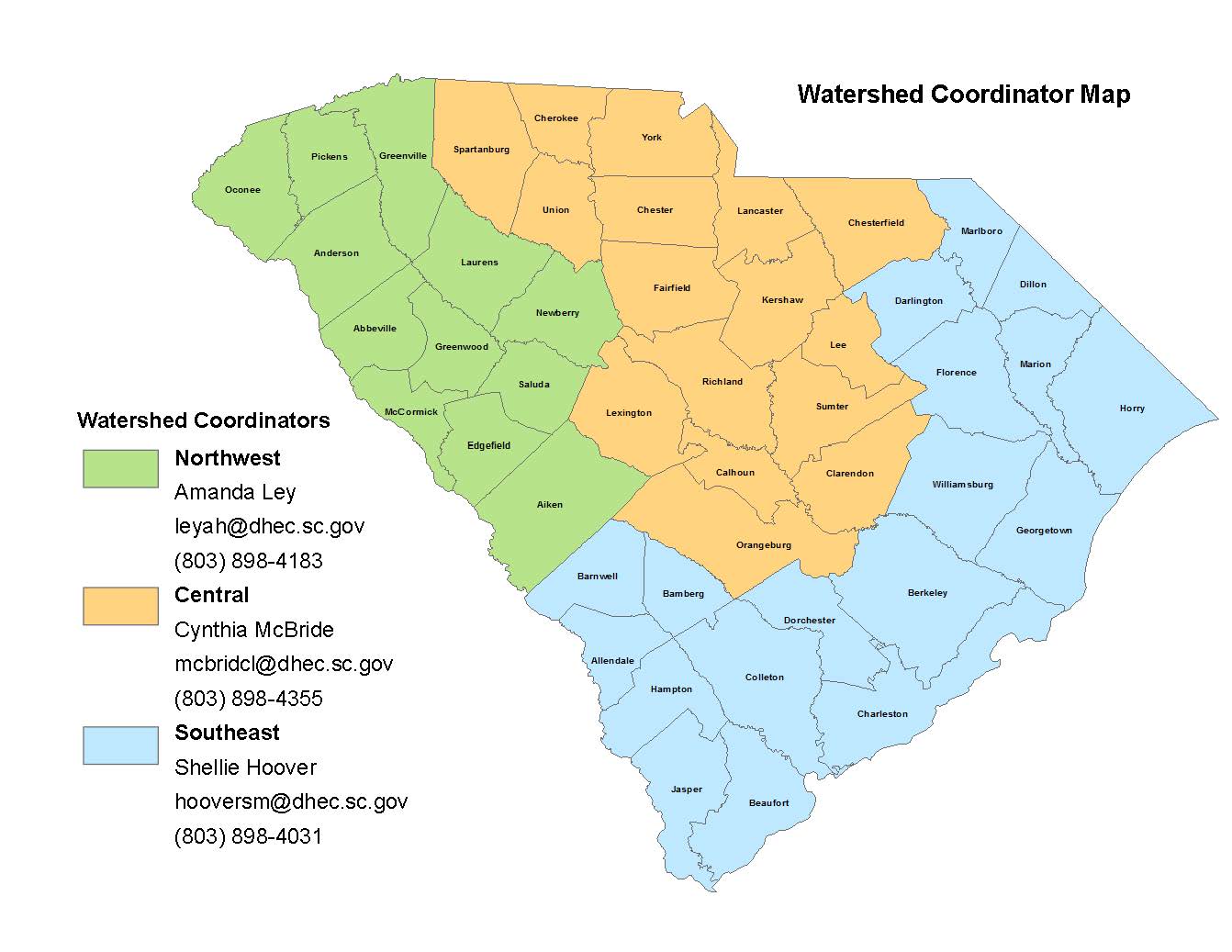 Watershed Coordinator Map