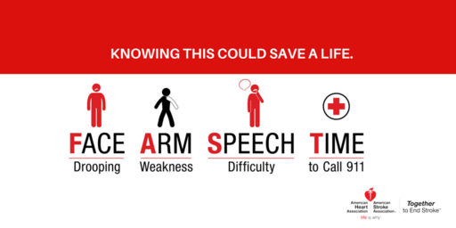 Red, black and white Signs of Stroke Graphic