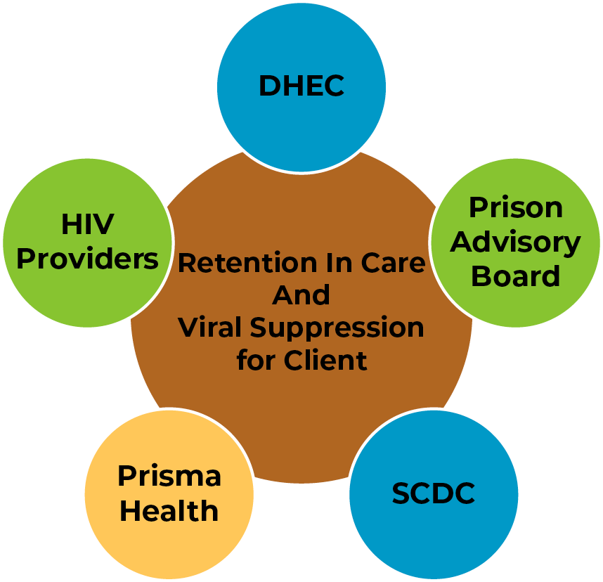 Diagram depicting the SC agencise in charge of viral suppression within the inmate community