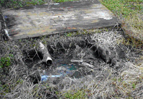 Description: exposed septic pit