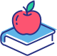 Apple on top of book
